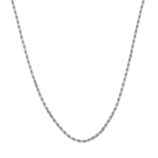 10k White Gold 3mm Solid Rope Laser Chain Available In Sizes 18"-30"