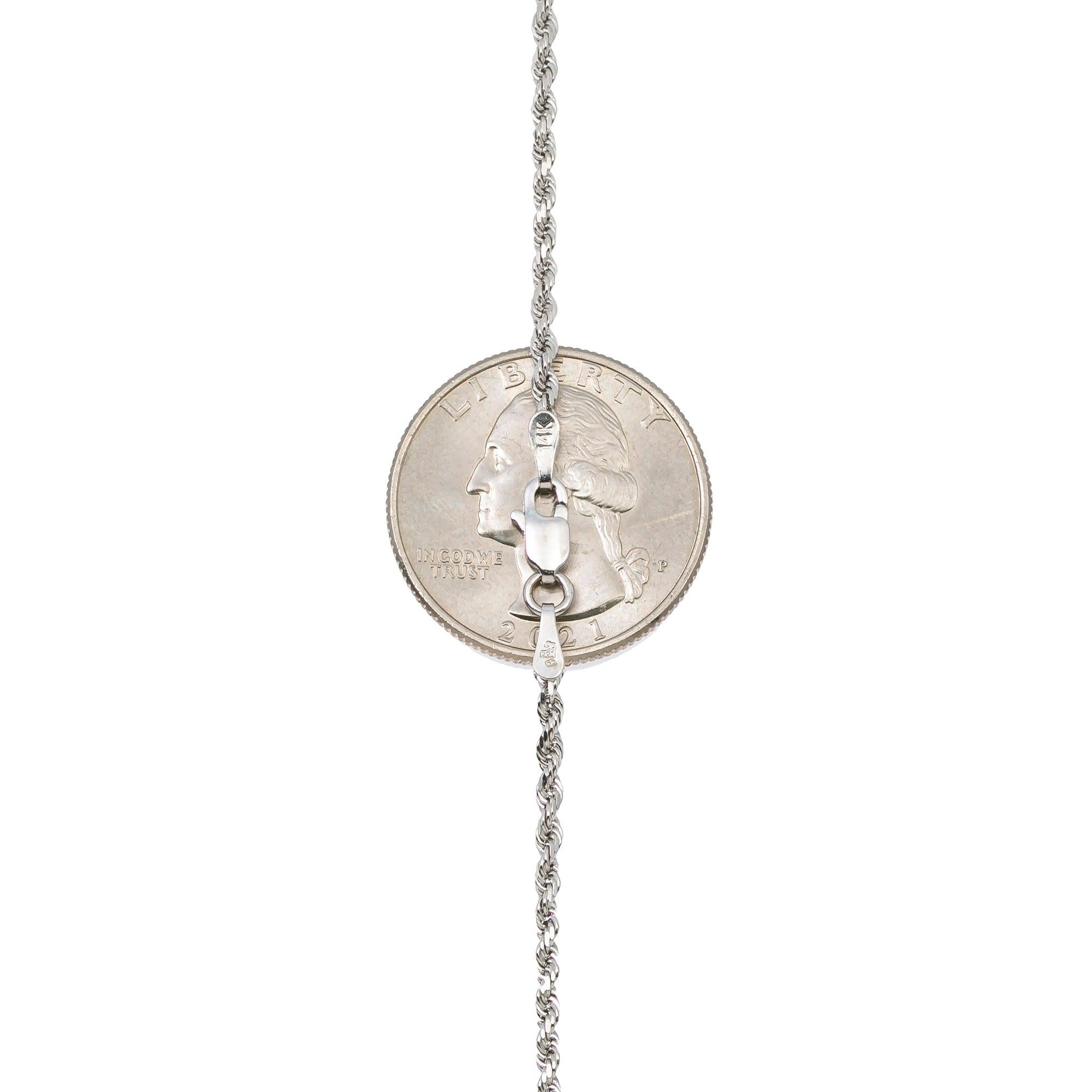 10k White Gold 3mm Solid Rope Laser Chain Available In Sizes 18"-30"