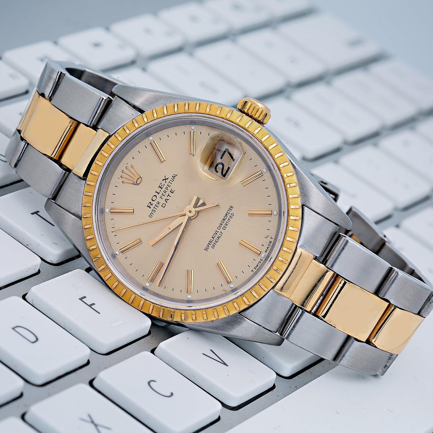 Rolex Oyster Perpetual Date 15233 34MM Champagne Dial With Two Tone Jubilee Bracelet
