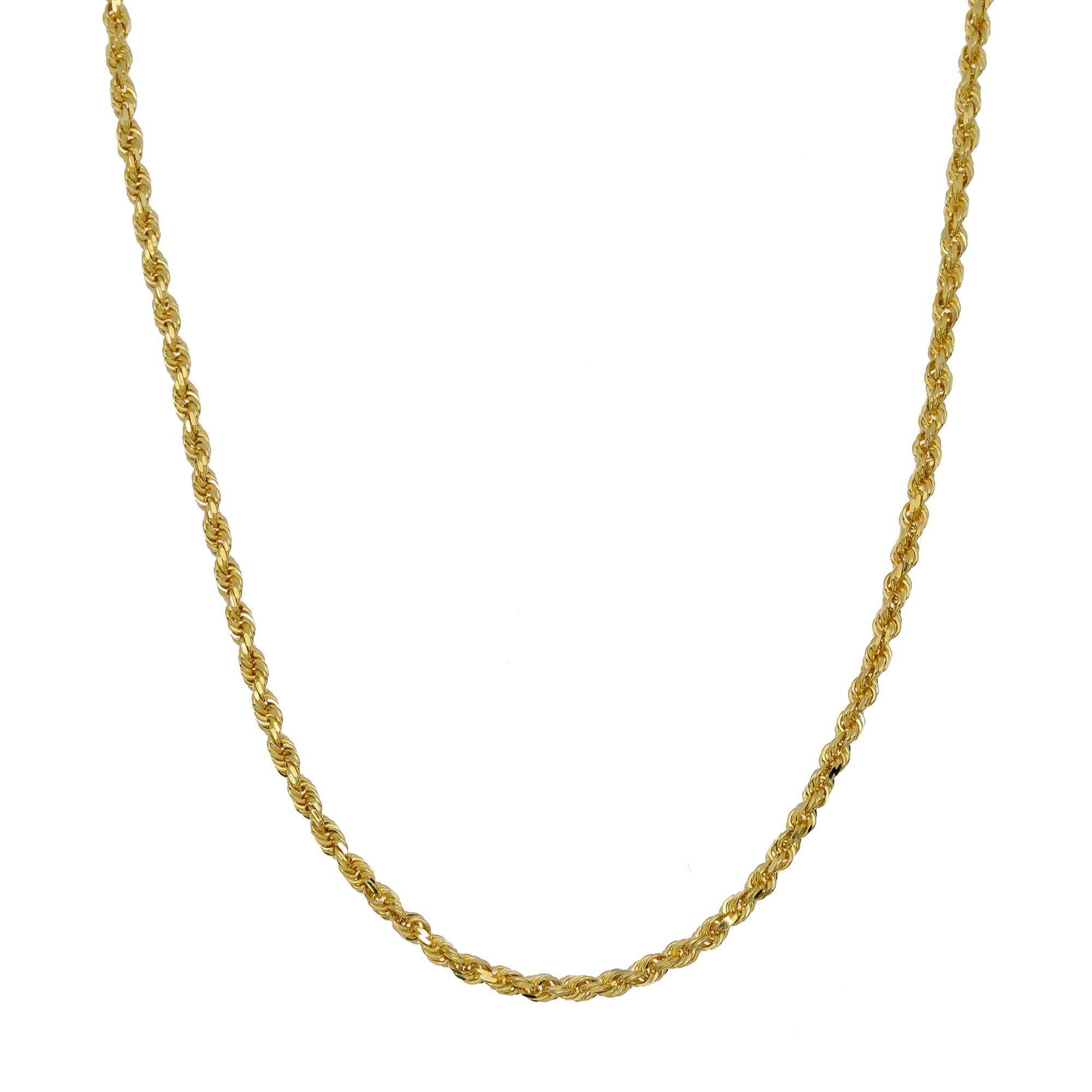 14k Yellow Gold 3mm Solid Rope Chain Available In Sizes 18"-26"