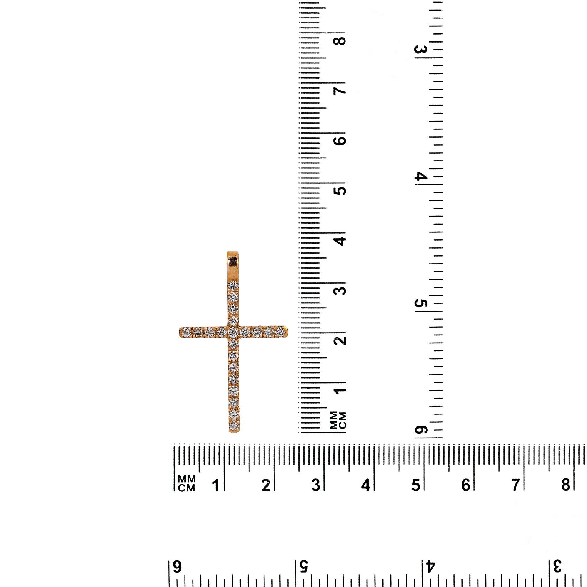 14K Rose Gold Cross Pendant with 0.20 CT Diamond