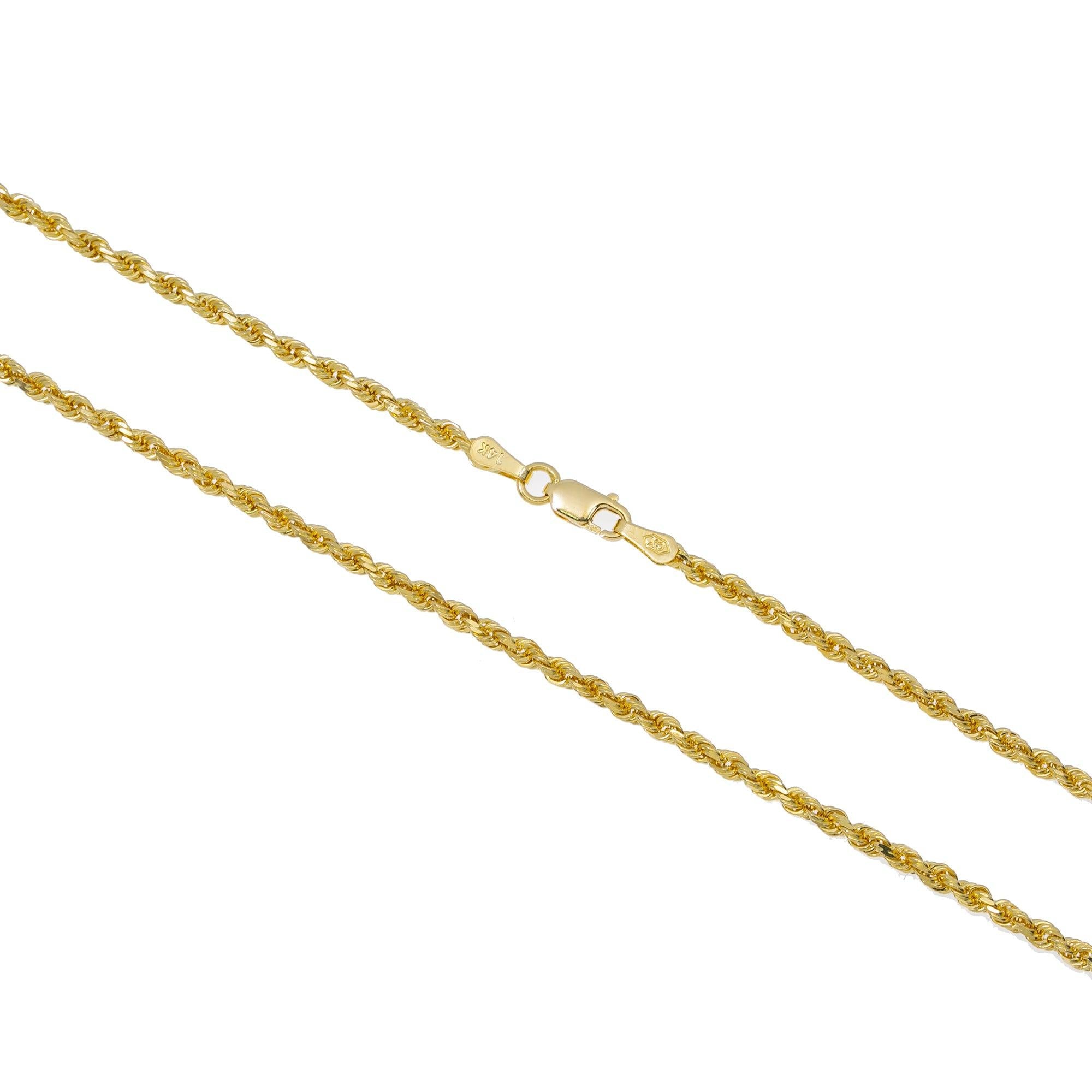 14k Yellow Gold 3mm Solid Rope Chain Available In Sizes 18"-26"