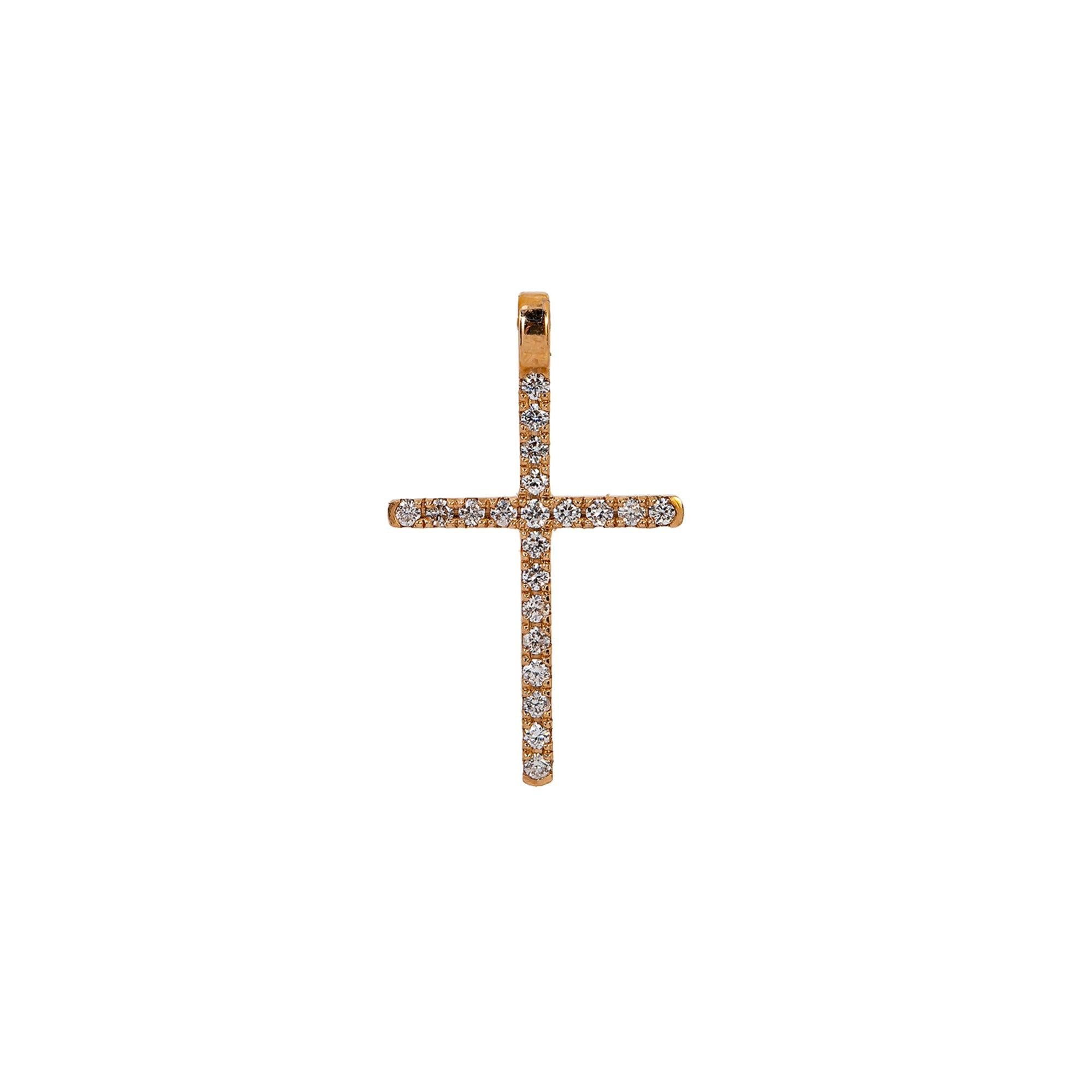 14K Rose Gold Cross Pendant with 0.20 CT Diamond