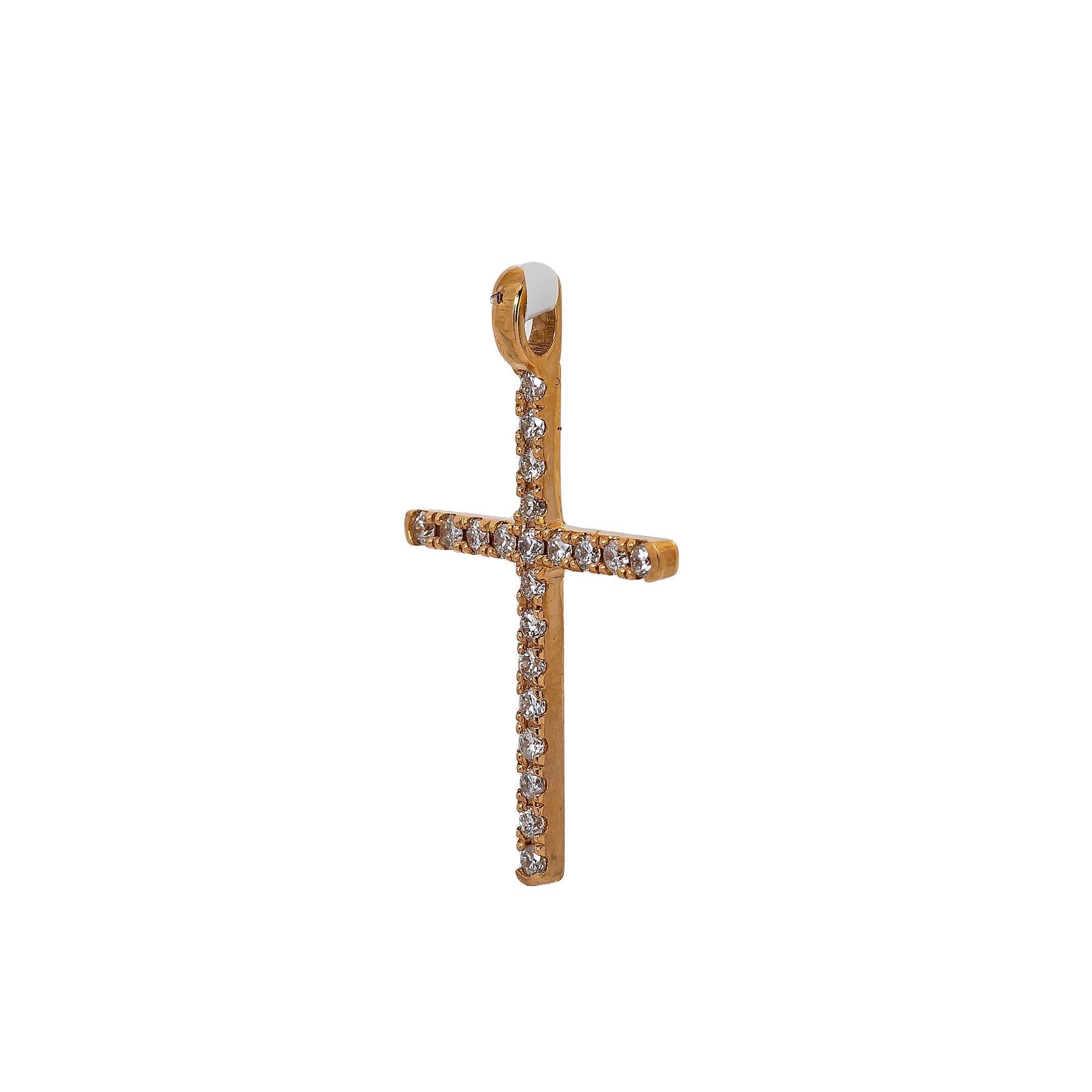 14K Rose Gold Cross Pendant with 0.20 CT Diamond