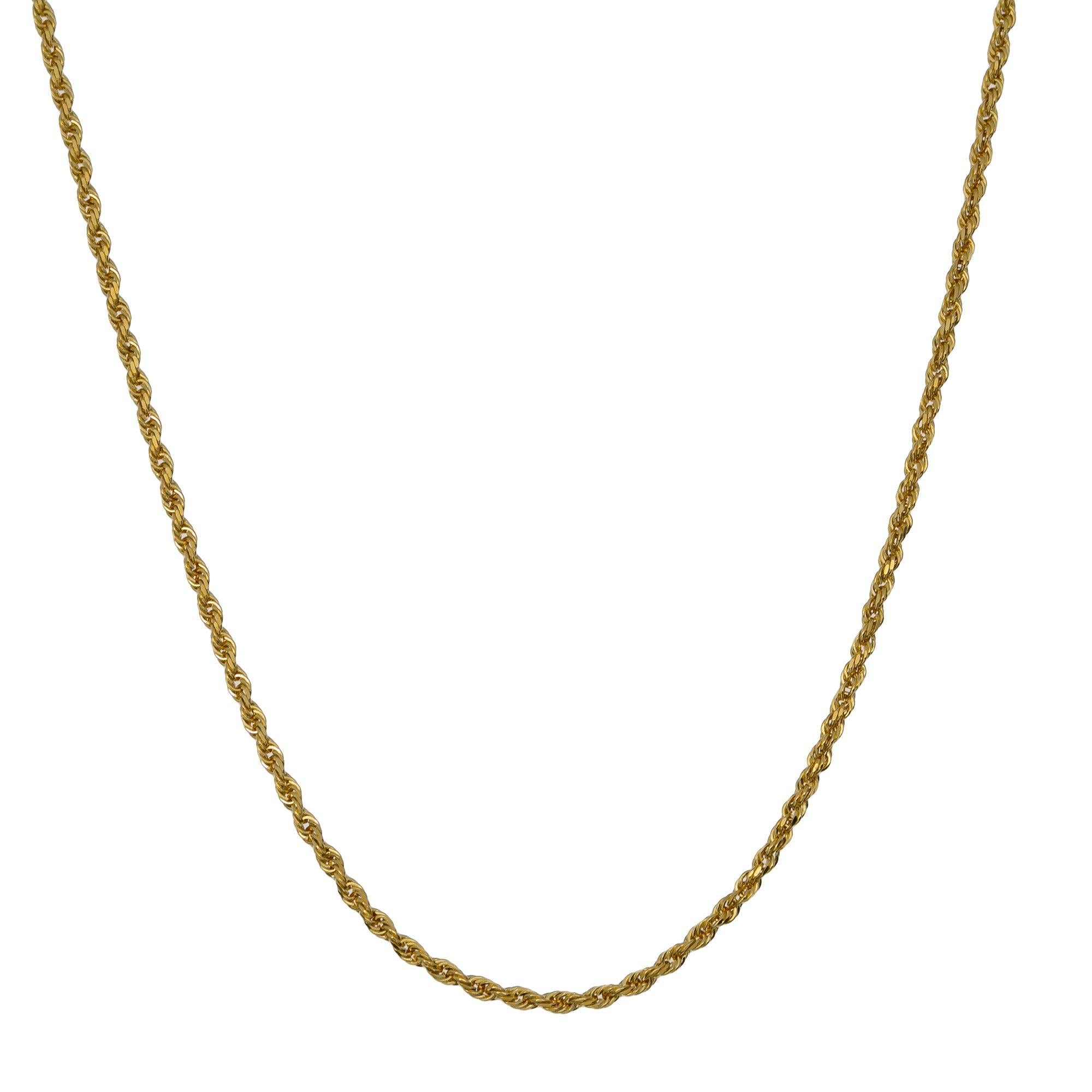 14k Yellow Gold 2mm Hollow Rope Chain Available In Sizes 18"-26"
