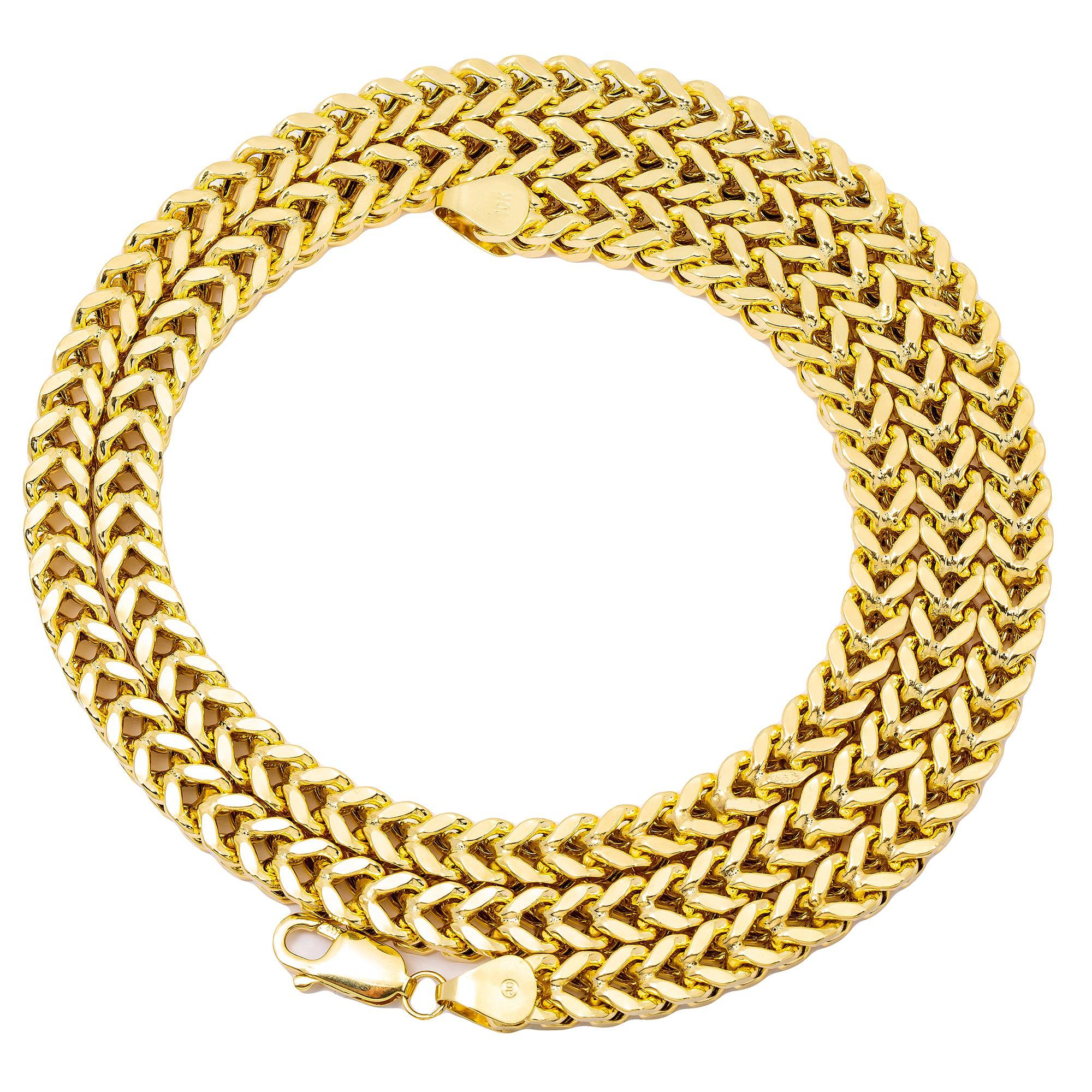 10K Yellow Gold 7.32mm Hollow Box Franco Chain Available In Sizes 18"-26"