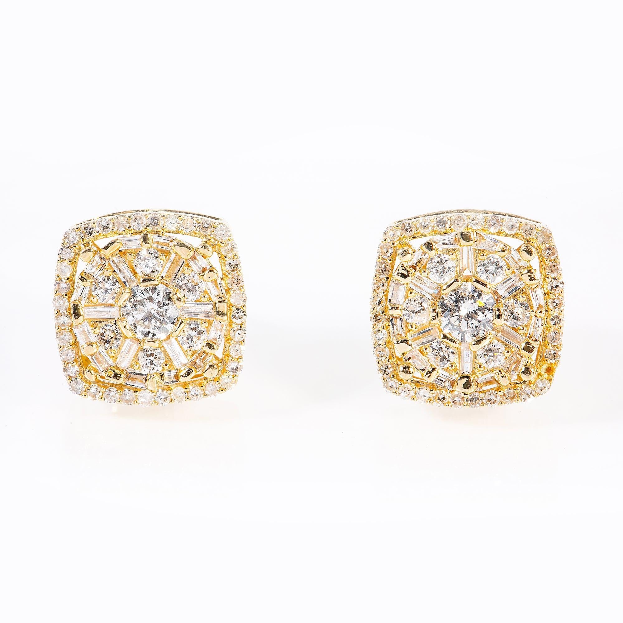 14K YELLOW GOLD DIAMOND EARRINGS 1.44 CT