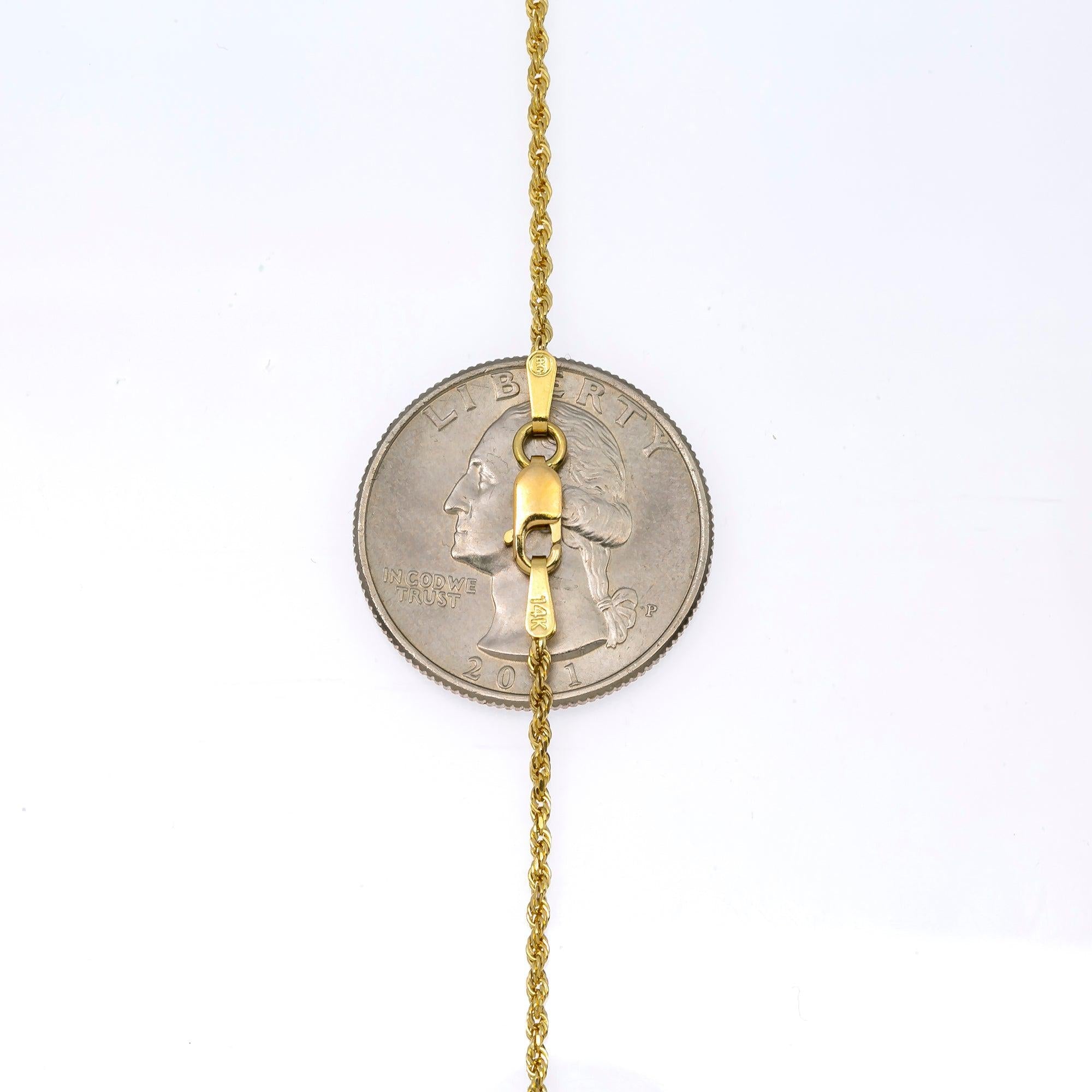 14k Yellow Gold 2mm Hollow Rope Chain Available In Sizes 18"-26"