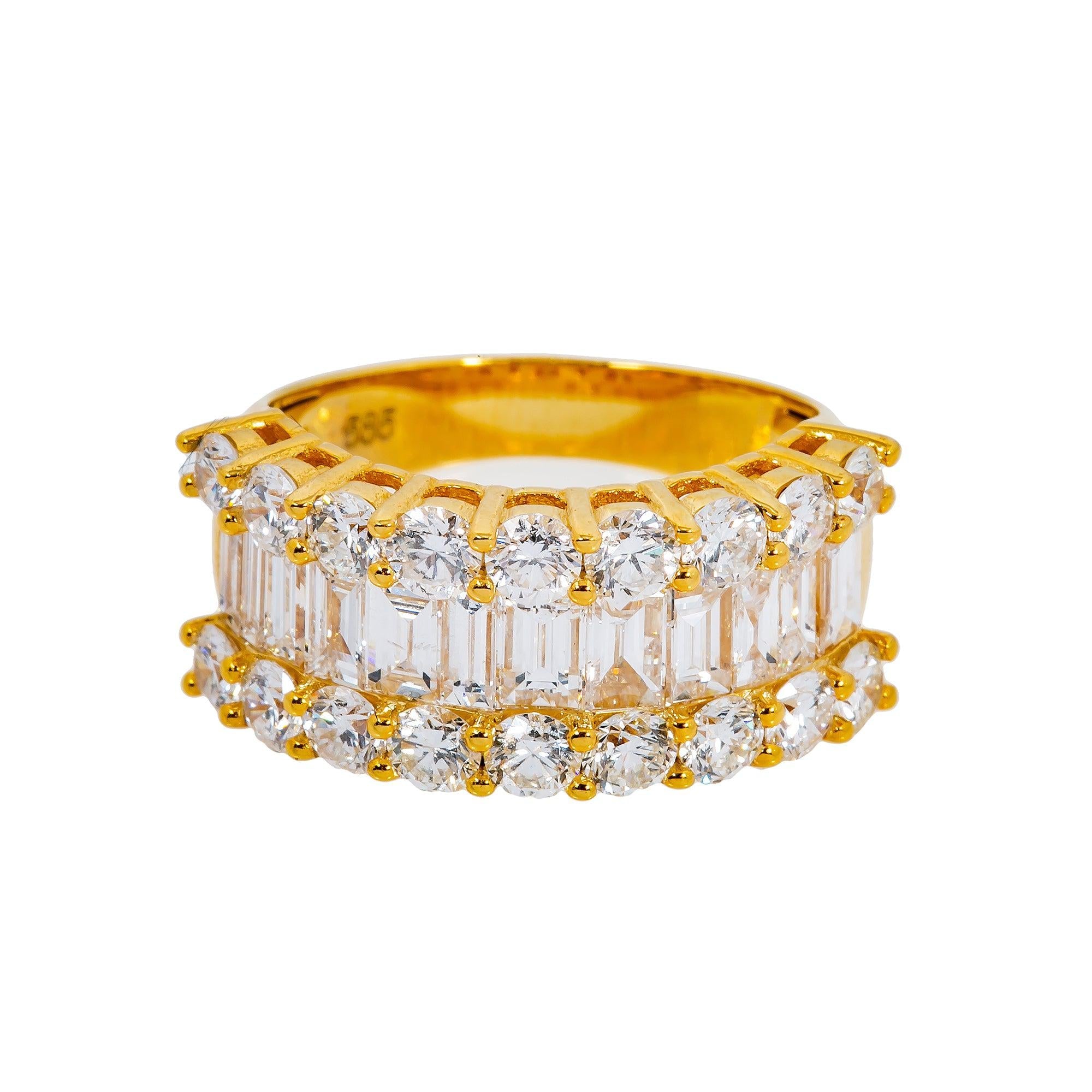 14K GOLD FANCY BAGUETTE DIAMOND RING 2.95 CT