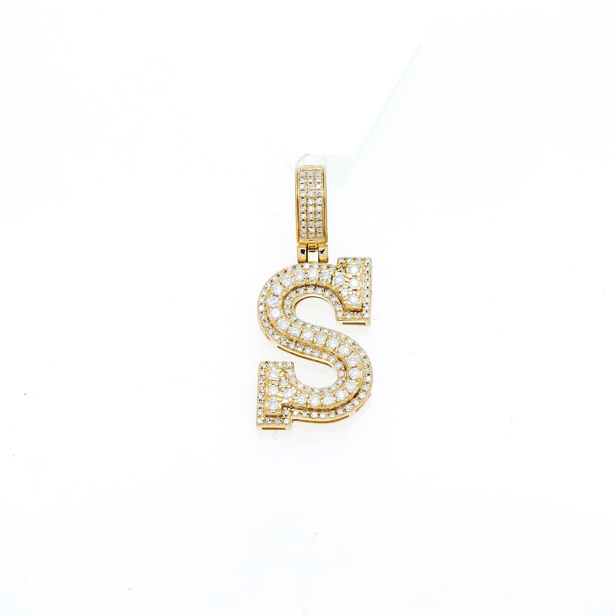 10K GOLD ROUND DIAMOND INITIAL S PENDANT 0.69 CT