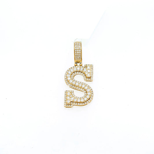 10K GOLD ROUND DIAMOND INITIAL S PENDANT 0.69 CT