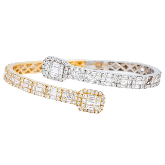 18K White/Yellow Gold Baguette Diamonds Bracelet 5.42 CT