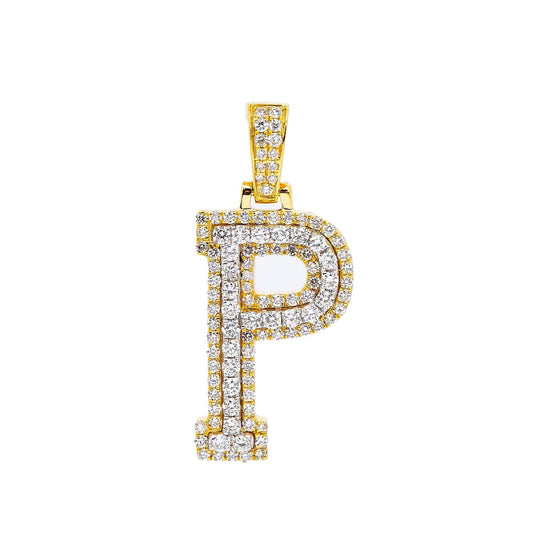 10K YELLOW LETTER P PENDANT WITH 0.75 CT DIAMONDS