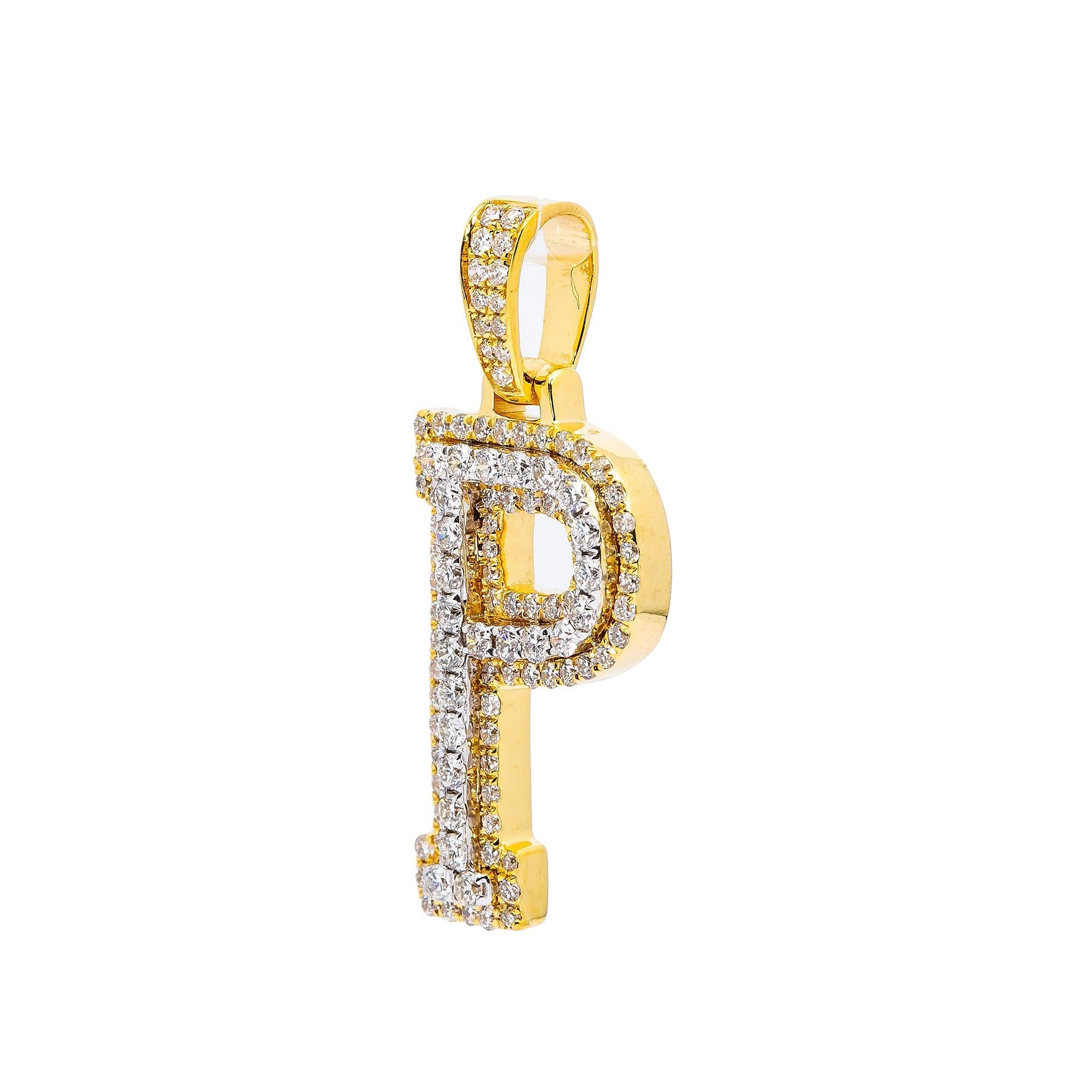 10K YELLOW LETTER P PENDANT WITH 0.75 CT DIAMONDS