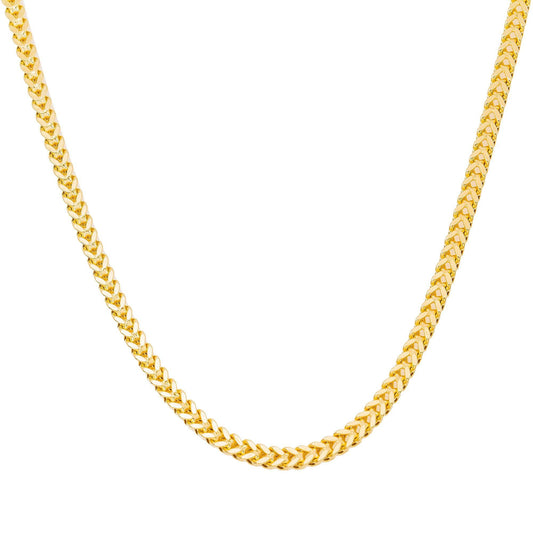 10K Yellow Gold 3.6mm Hollow Box Franco Chain Available In Sizes 18"-29.5"