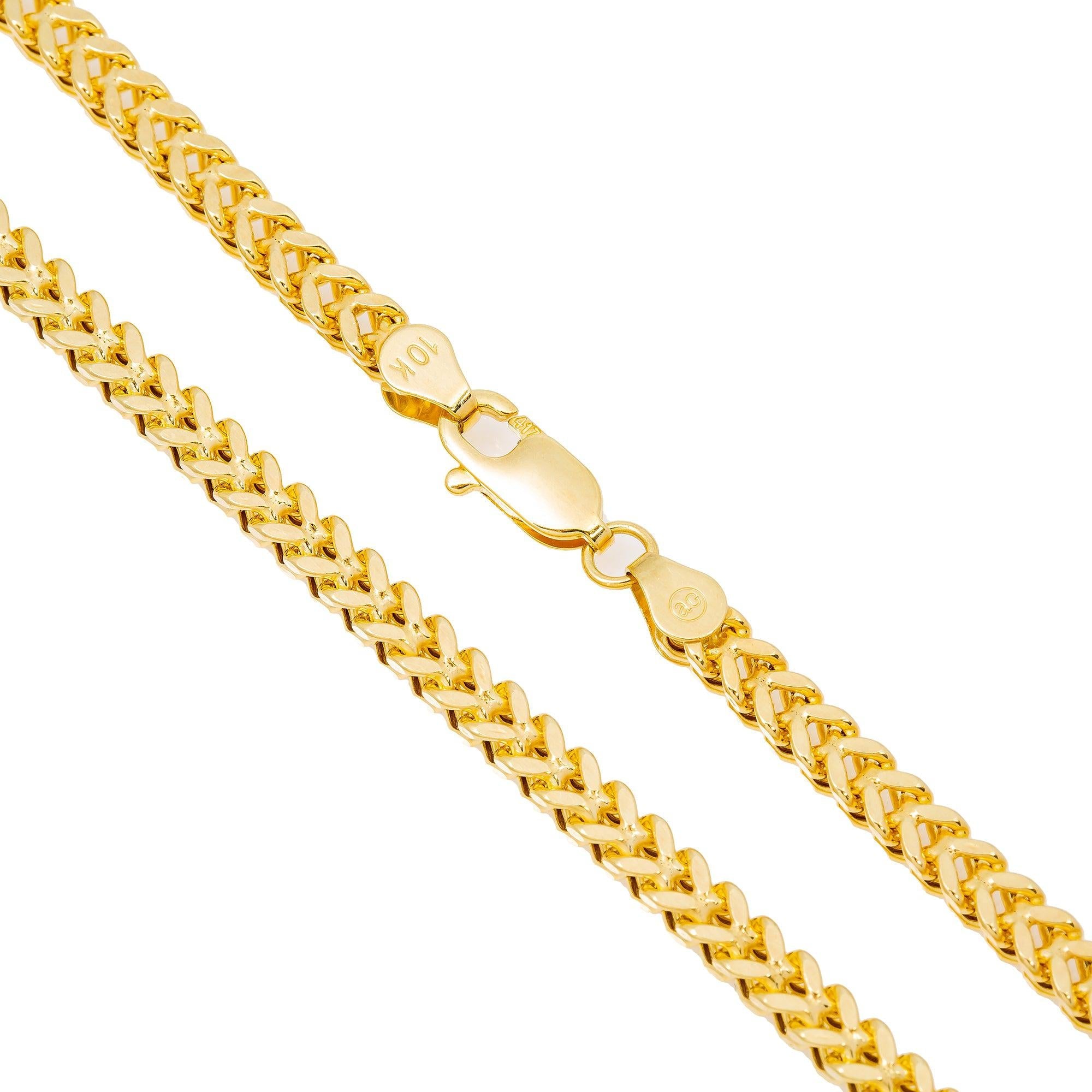 10K Yellow Gold 3.6mm Hollow Box Franco Chain Available In Sizes 18"-29.5"