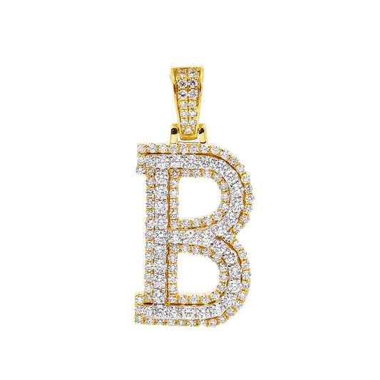 10K YELLOW GOLD DIAMOND LETTER B PENDANT 1.00 CT