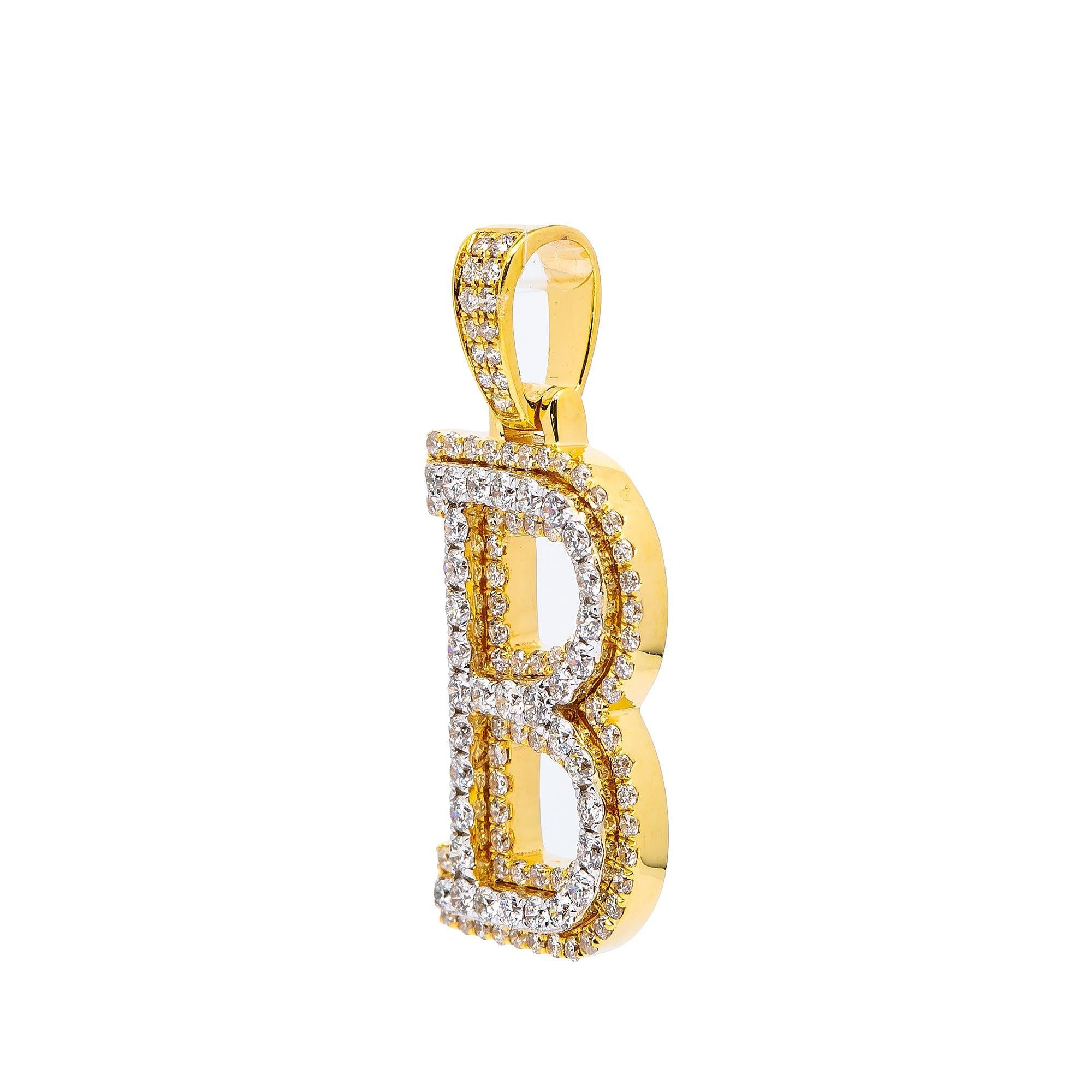 10K YELLOW GOLD DIAMOND LETTER B PENDANT 1.00 CT