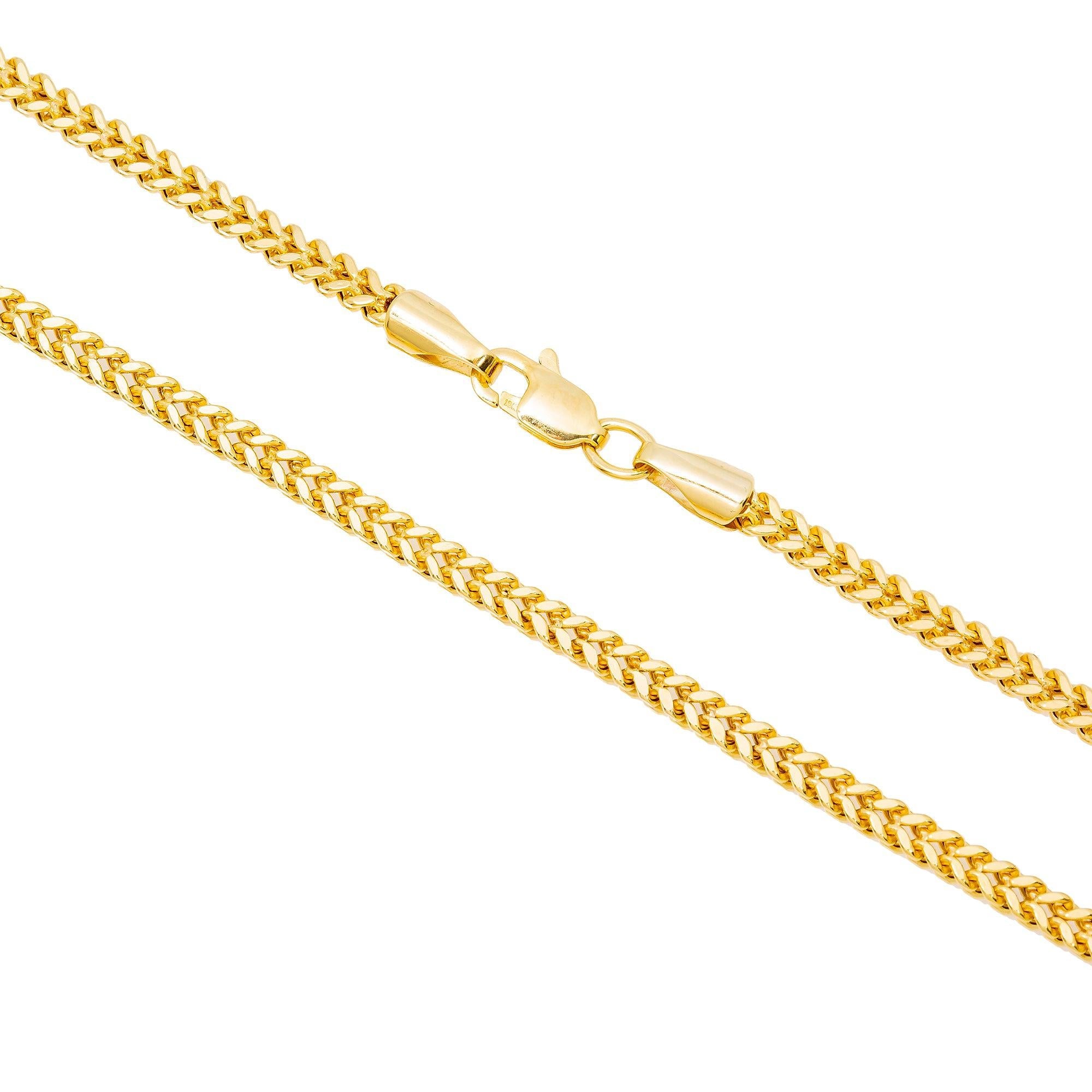 10K Yellow Gold 2.35mm Hollow Box Franco Chain Available In Sizes 18"-26"