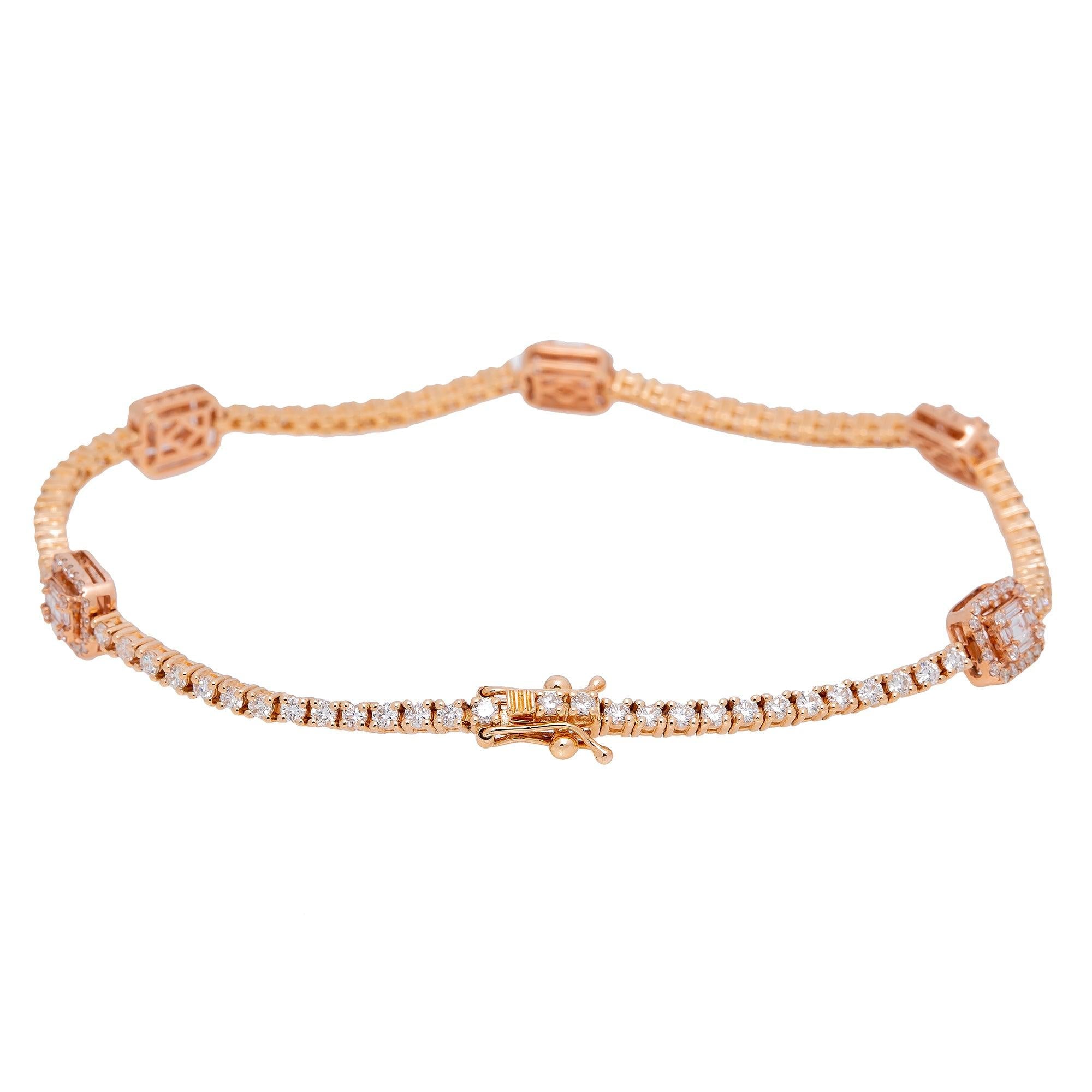14K ROSE GOLD TENNIS BRACELET WITH 2.45 CT DIAMONDS
