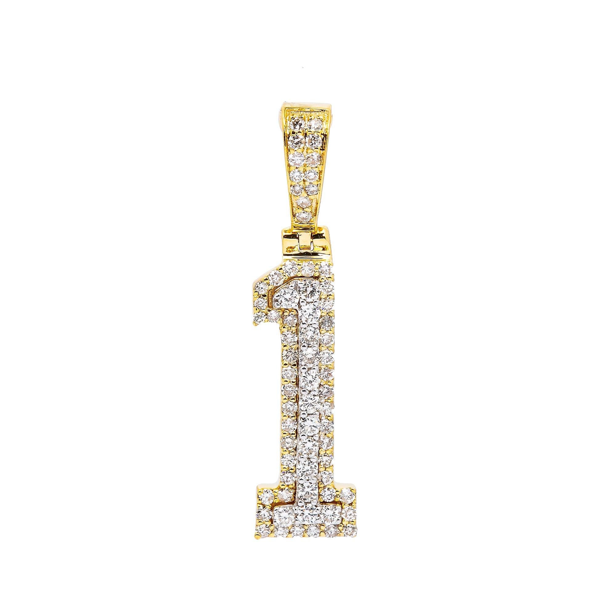 10K YELLOW NUMBER 1 PENDANT WITH 0.55 CT DIAMONDS