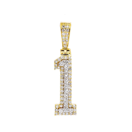 10K YELLOW NUMBER 1 PENDANT WITH 0.55 CT DIAMONDS