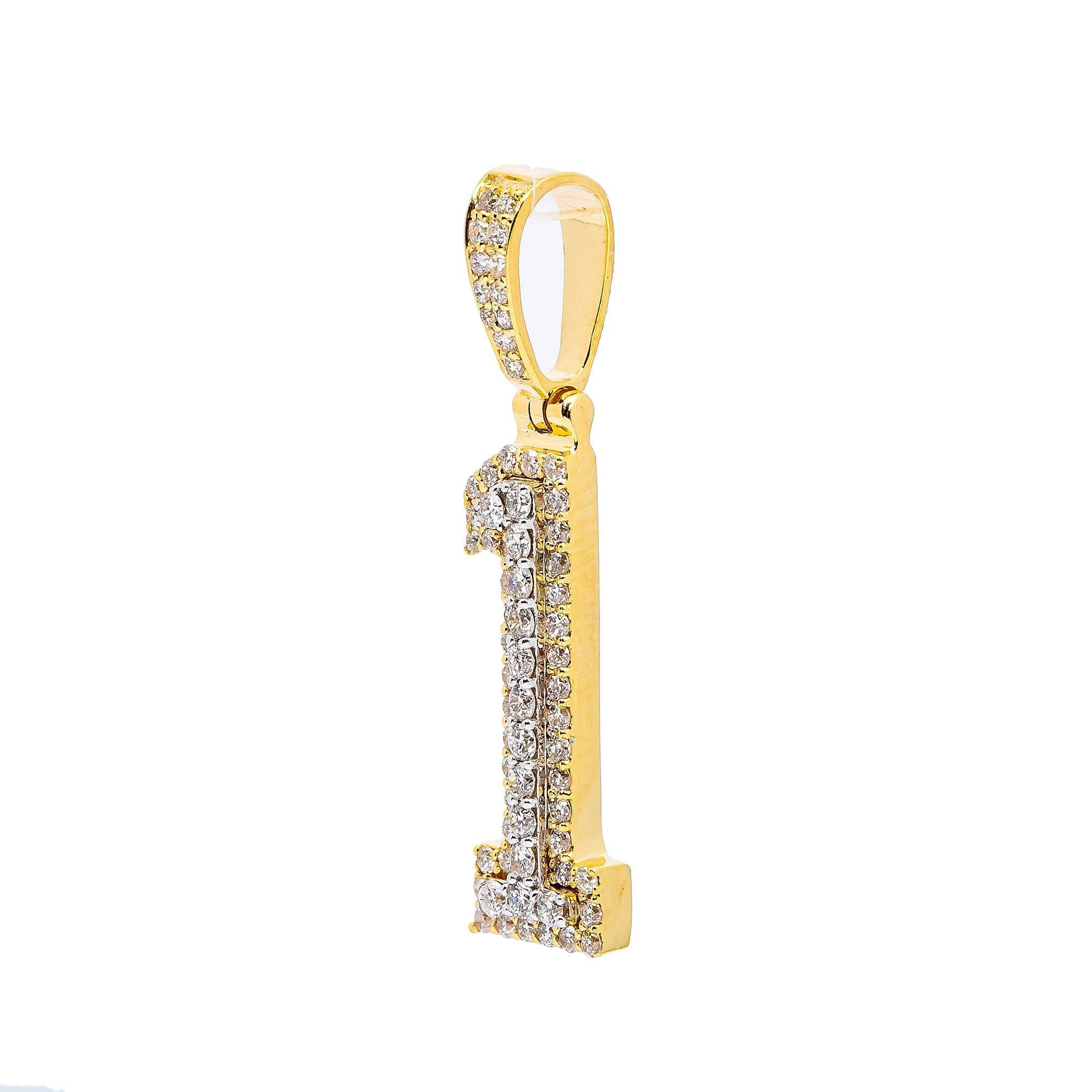 10K YELLOW NUMBER 1 PENDANT WITH 0.55 CT DIAMONDS