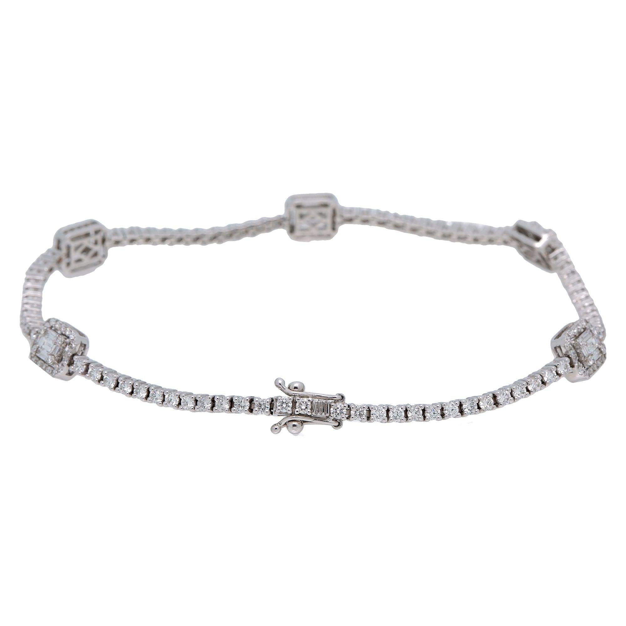14K WHITE GOLD TENNIS BRACELET 2.40 CT DIAMONDS