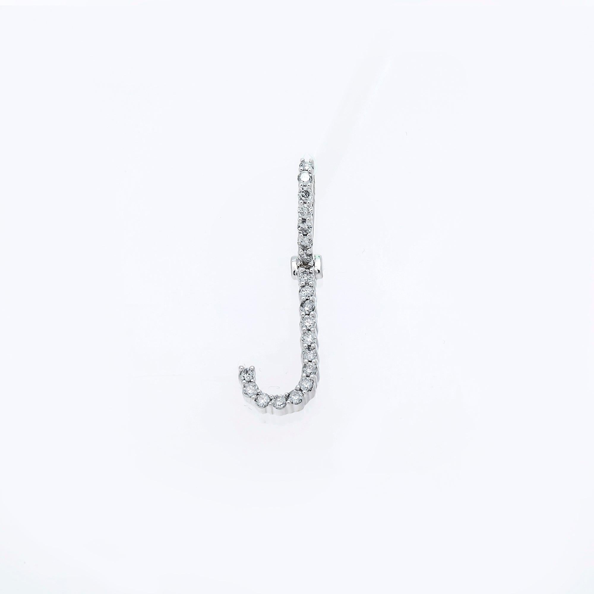 10K GOLD ROUND DIAMOND INITIAL J PENDANT 0.50 CT