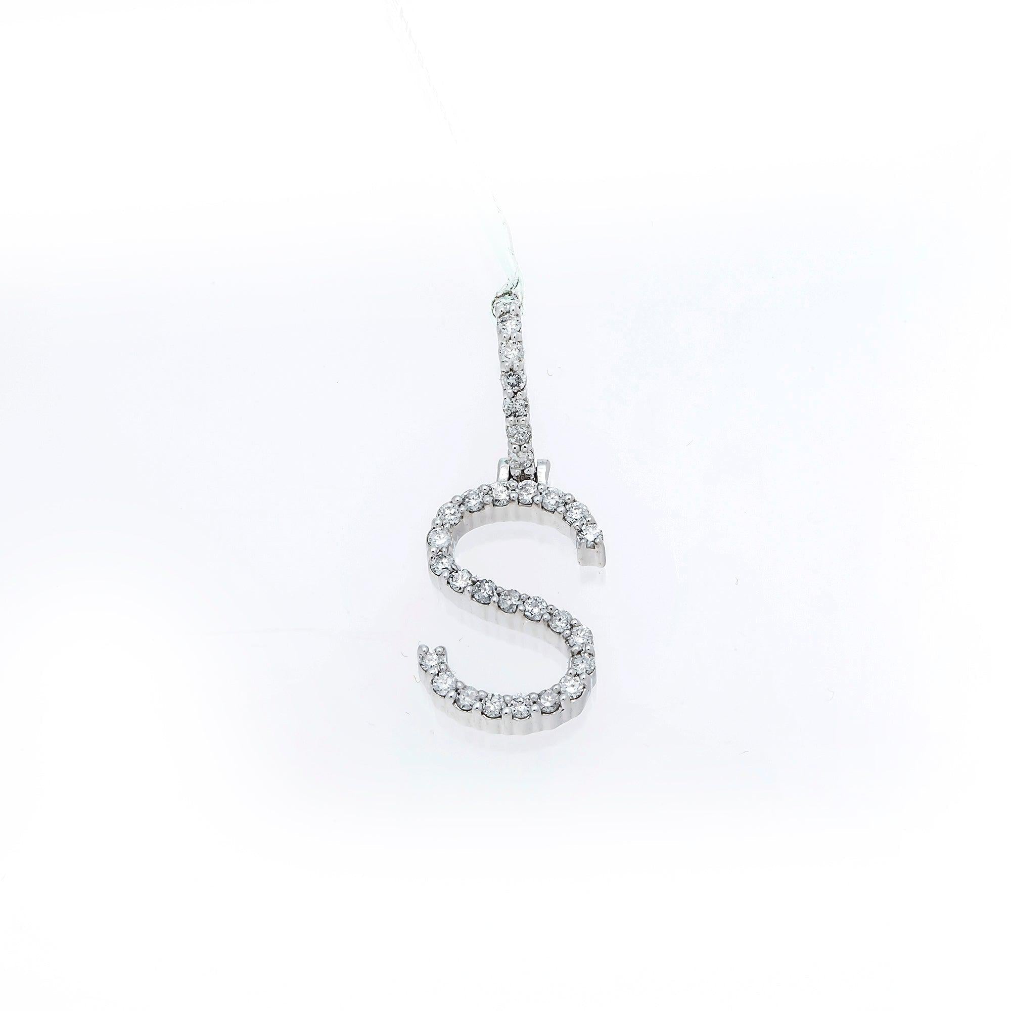 10K GOLD ROUND DIAMOND INITIAL S PENDANT 0.50 CT