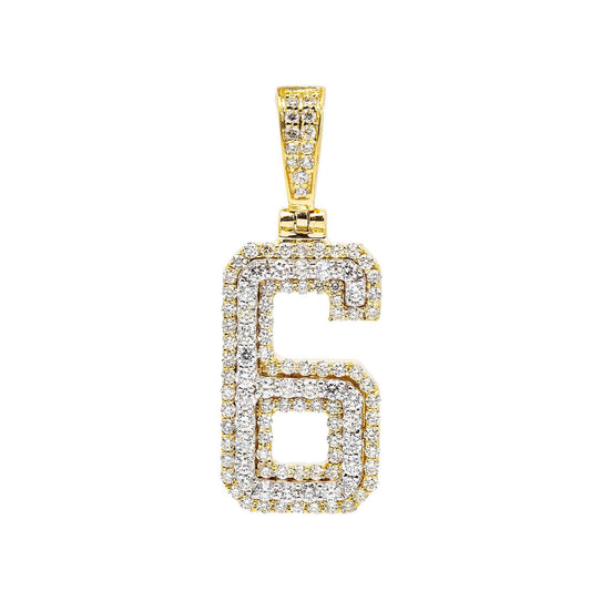 10K YELLOW NUMBER 6 PENDANT WITH 1.00 CT DIAMONDS