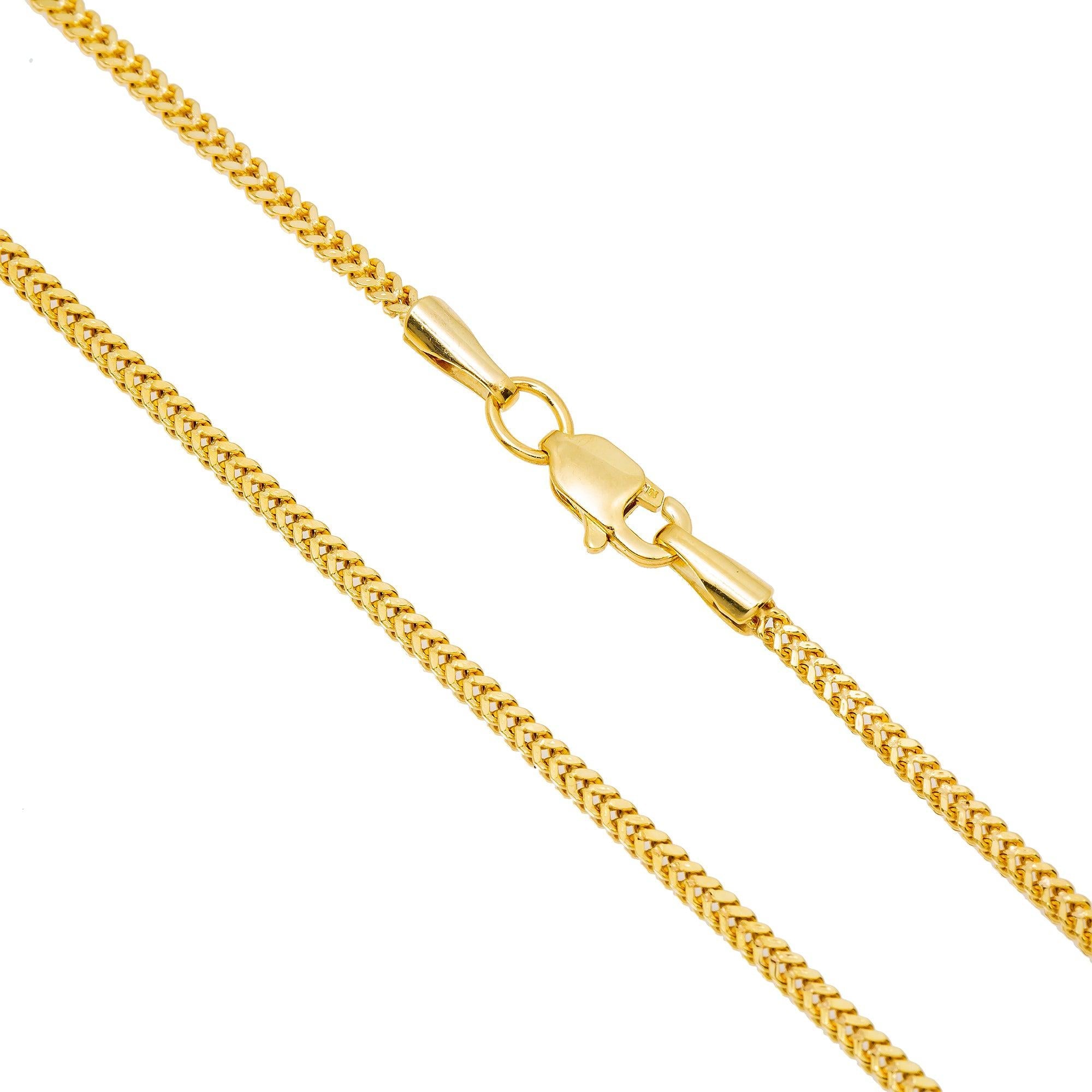10K Yellow Gold 2mm Hollow Box Franco Chain Available In Sizes 18"-26"