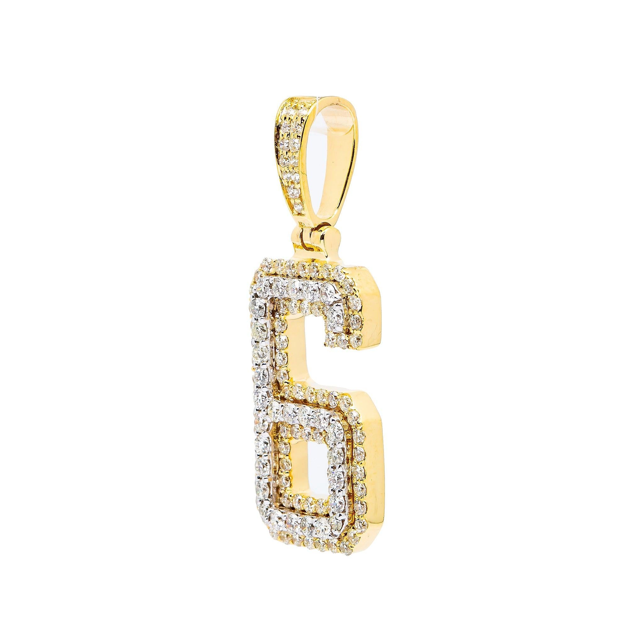 10K YELLOW NUMBER 6 PENDANT WITH 1.00 CT DIAMONDS