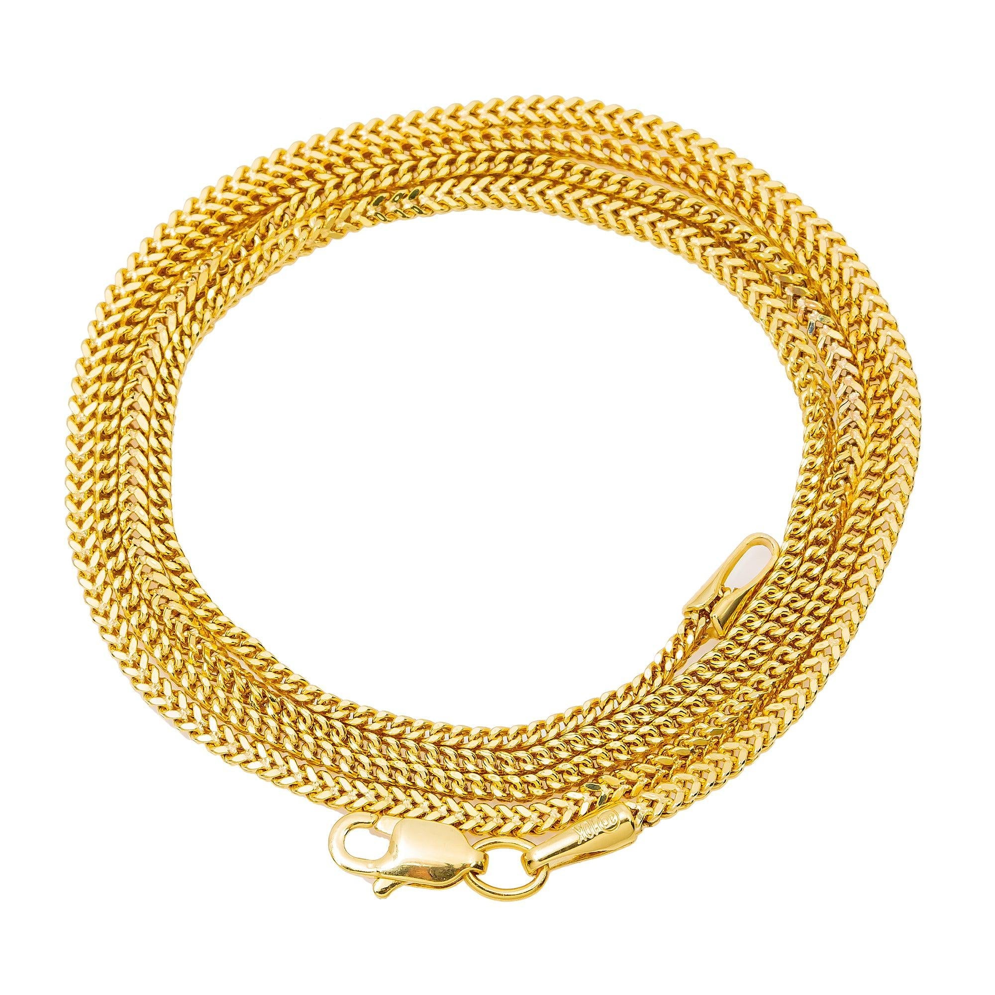 10K Yellow Gold 2mm Hollow Box Franco Chain Available In Sizes 18"-26"