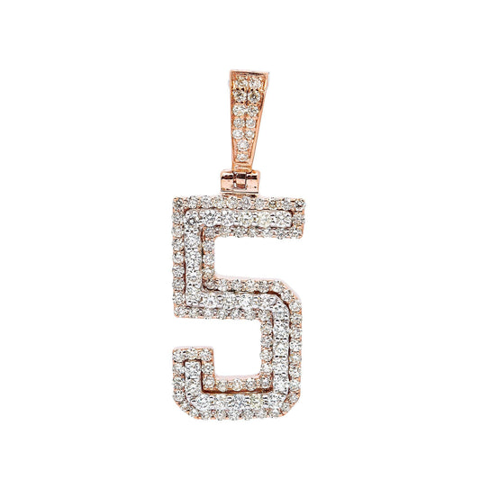 10K ROSE GOLD NUMBER 5 PENDANT WITH 0.90 CT DIAMONDS