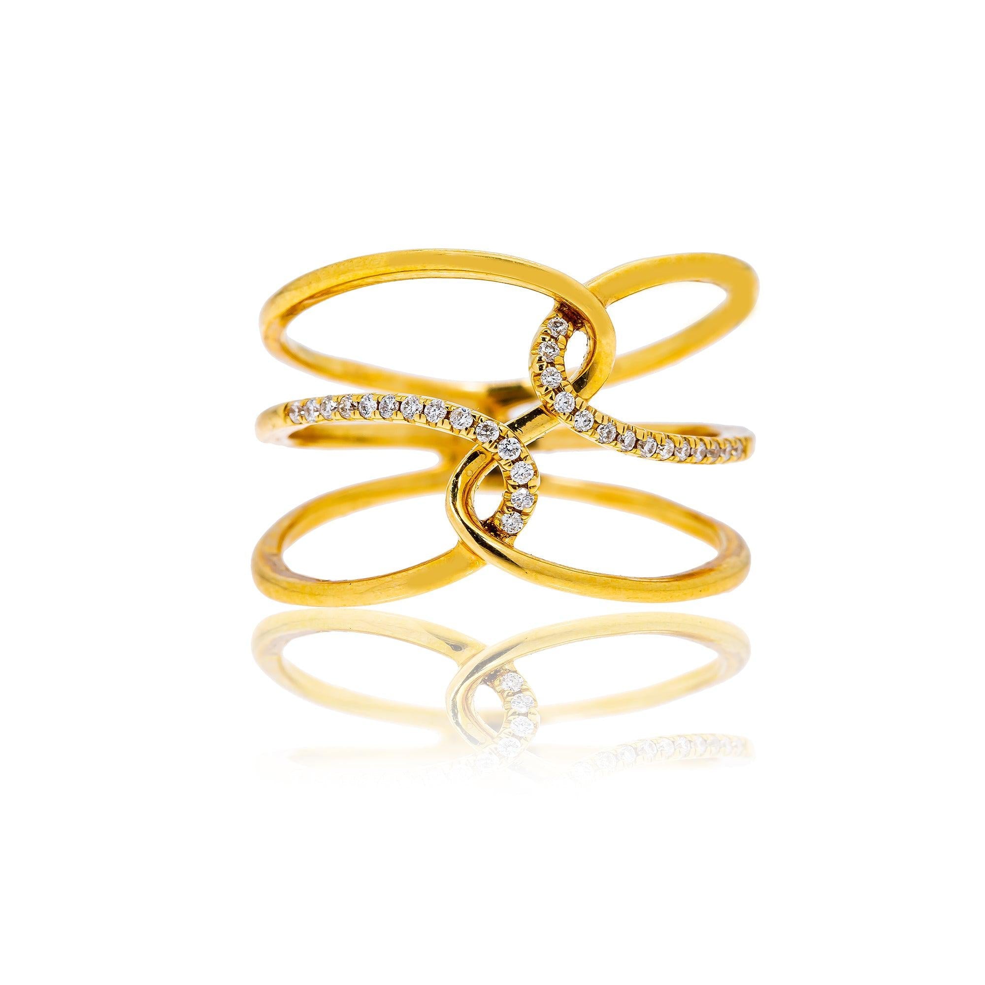18K Yellow Gold Ladies Ring with 0.08 CT Diamonds