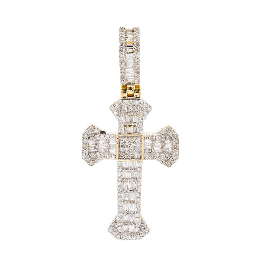 Unisex 14K Yellow Gold Cross Pendant with 0.70 CT Diamonds