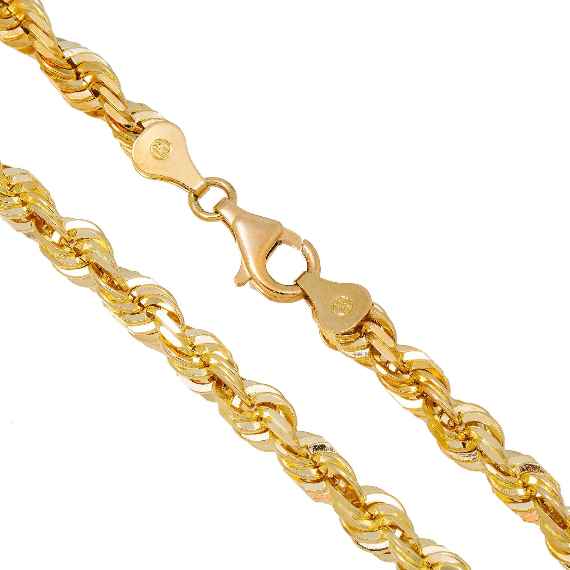 10K Yellow Gold 5.08mm Solid Rope Chain Available In Sizes 18"-26"