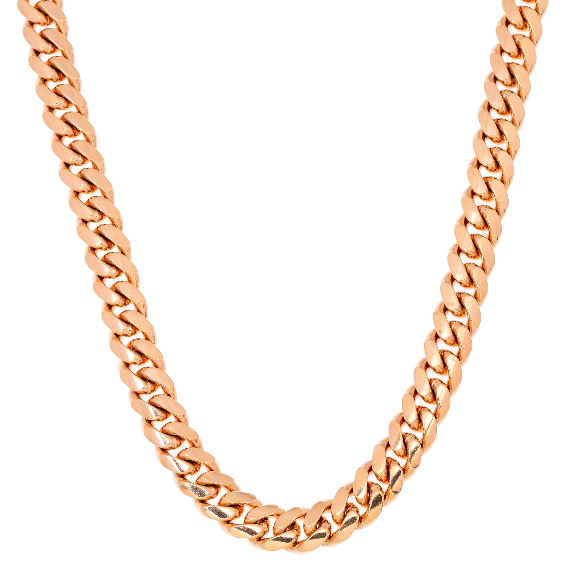10k Rose Gold 10mm Solid Miami Cuban Chain Available In Sizes 18"-26"