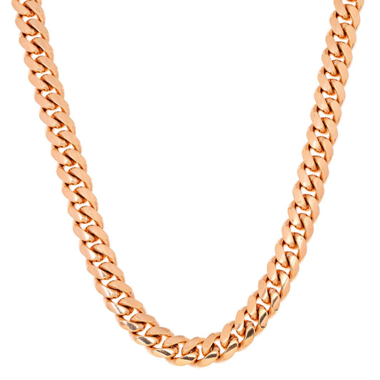 10k Rose Gold 10mm Solid Miami Cuban Chain Available In Sizes 18"-26"
