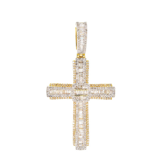 Unisex 14K Yellow Gold Cross Pendant with 1.28 CT Diamonds