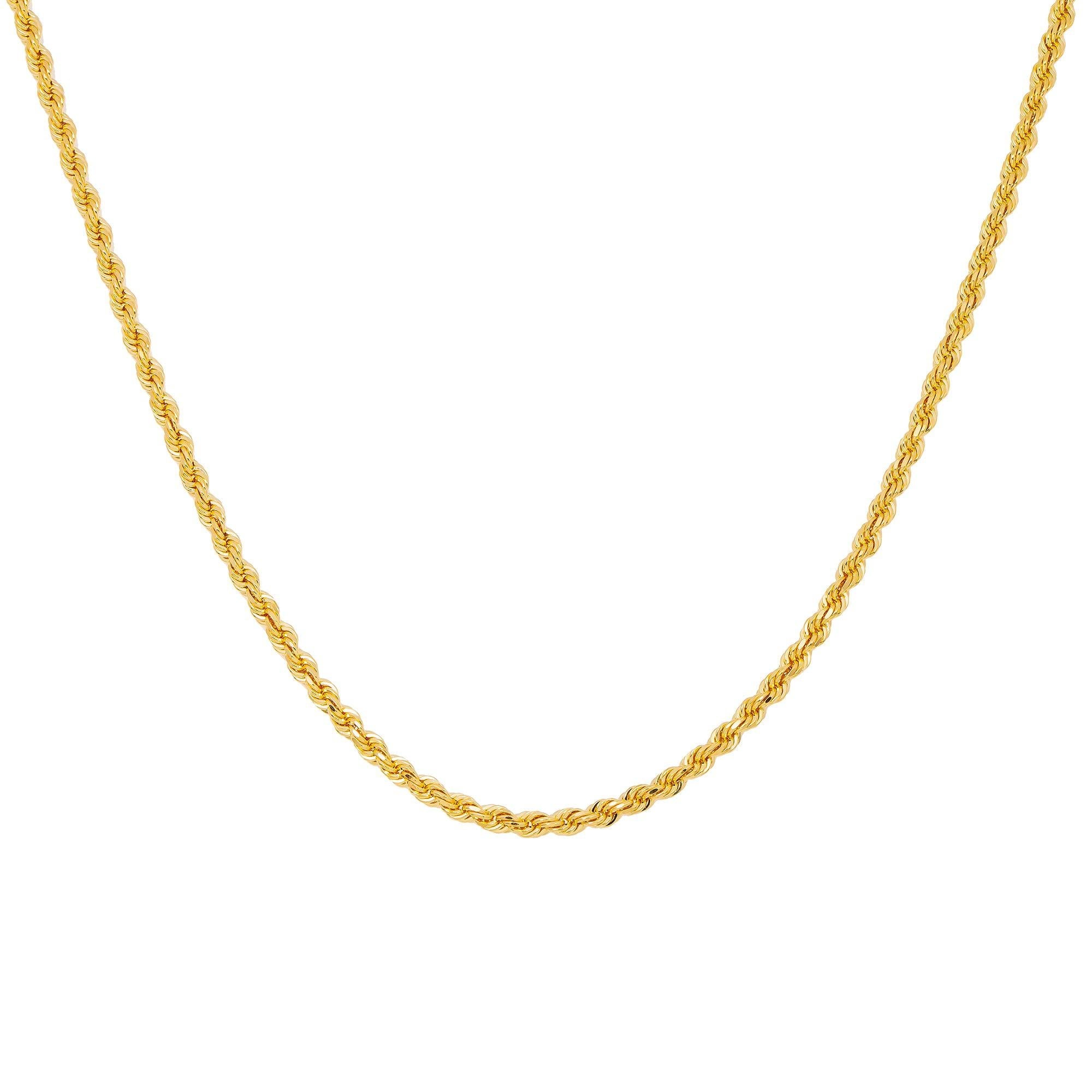 10K Yellow Gold 2.45mm Solid Rope Chain Available In Sizes 18"-26"