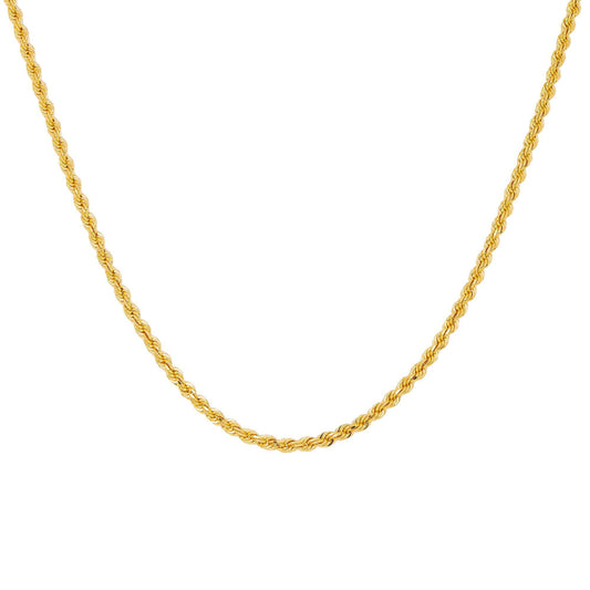 10K Yellow Gold 2.45mm Solid Rope Chain Available In Sizes 18"-26"