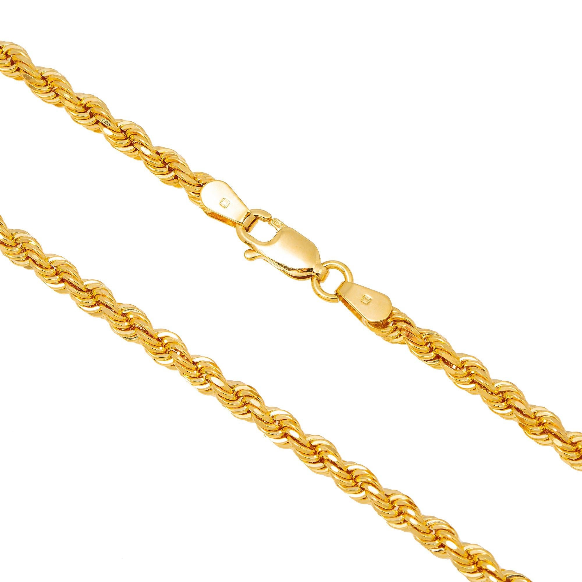 10K Yellow Gold 2.45mm Solid Rope Chain Available In Sizes 18"-26"