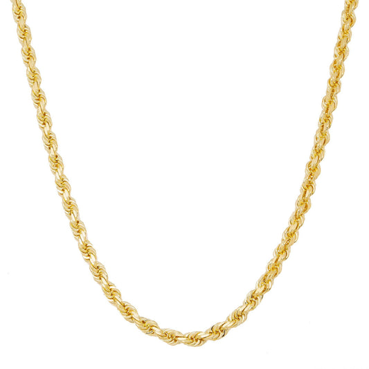 10K Yellow Gold 3.5mm Solid Rope Chain Available In Sizes 18"-26"