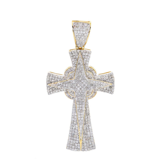 Unisex 14K Yellow Gold Cross Pendant with 1.39 CT Diamonds