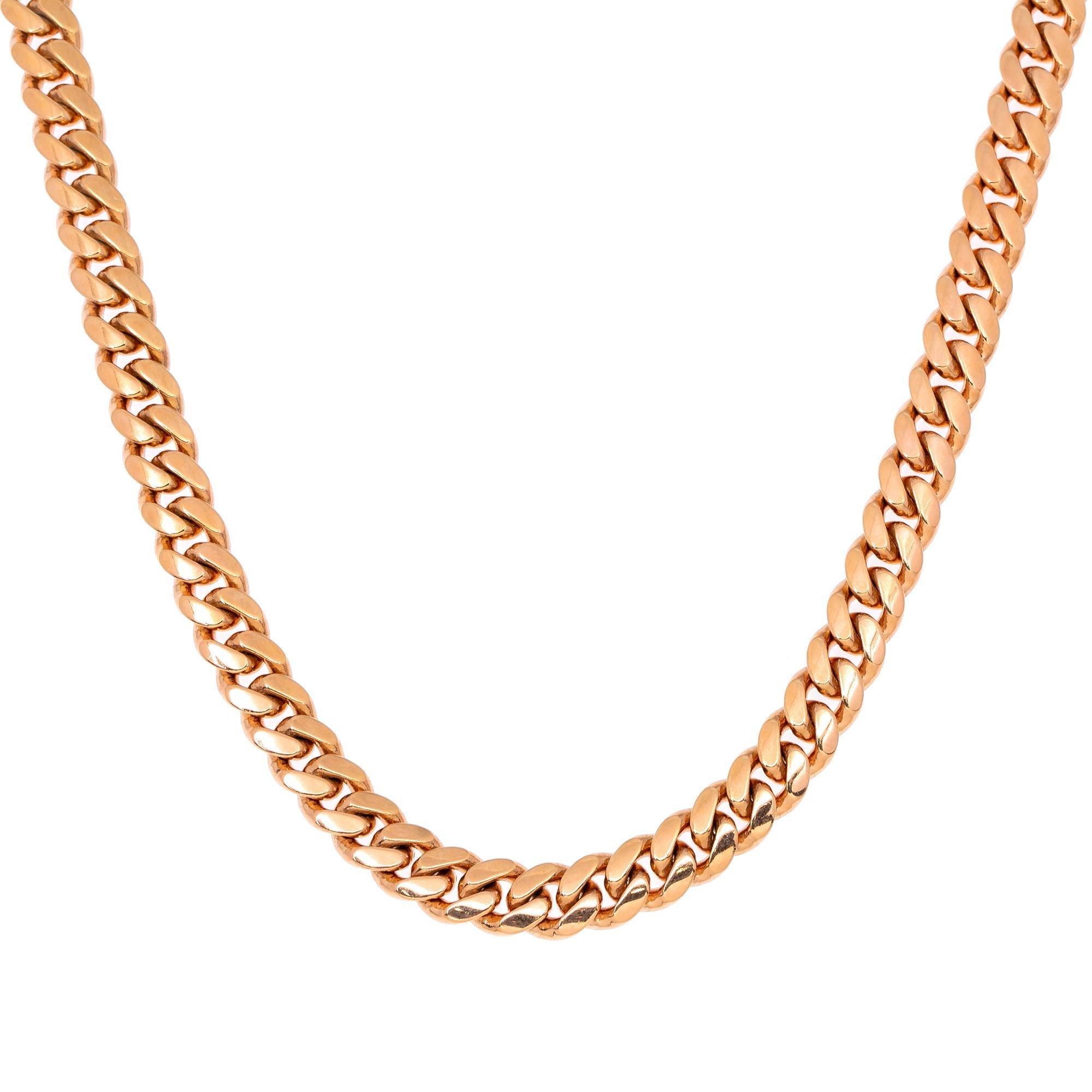 10k Rose Gold 9mm Solid Miami Cuban Chain Available In Sizes 18"-26"