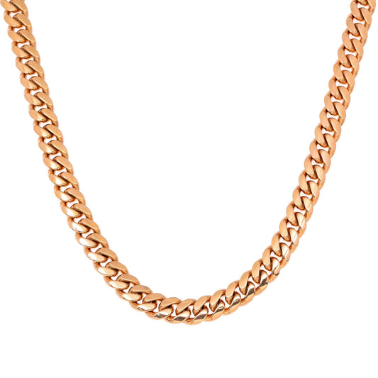 10k Rose Gold 9mm Solid Miami Cuban Chain Available In Sizes 18"-26"