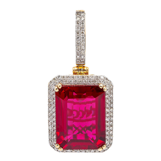 10K YELLOW GOLD RUBY PENDANT WITH 1.15 CT DIAMONDS