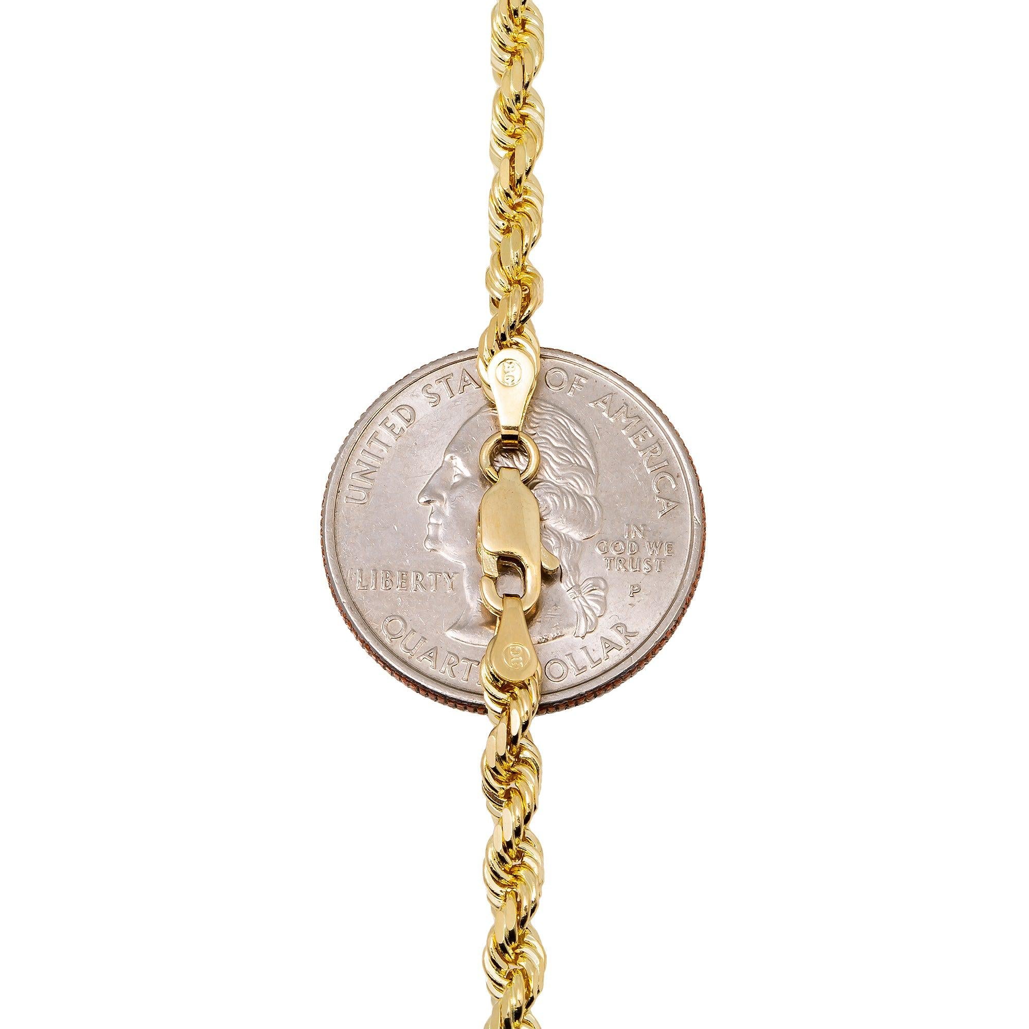 10K Yellow Gold 3.5mm Solid Rope Chain Available In Sizes 18"-26"